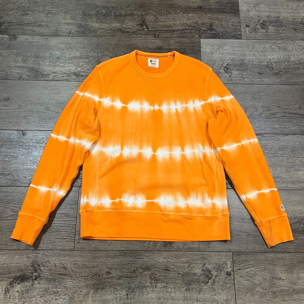 Champion x Todd Snyder Tie Dye Crewneck Sweatshirt Orange Made in USA Men's XL